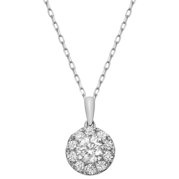 0.75Cttw Prong Set Round Cut Diamond Pendant Necklace 14K White Gold - Picture 2 of 6